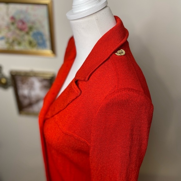 St John Collection 2 Piece Red Maxi Skirt Knit Suit W Gold Branded Buttons S/M - Picture 5 of 16